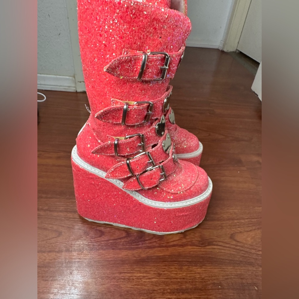 Demonia Hot Pink Glittery Swing-230g Platform Mid… - image 2